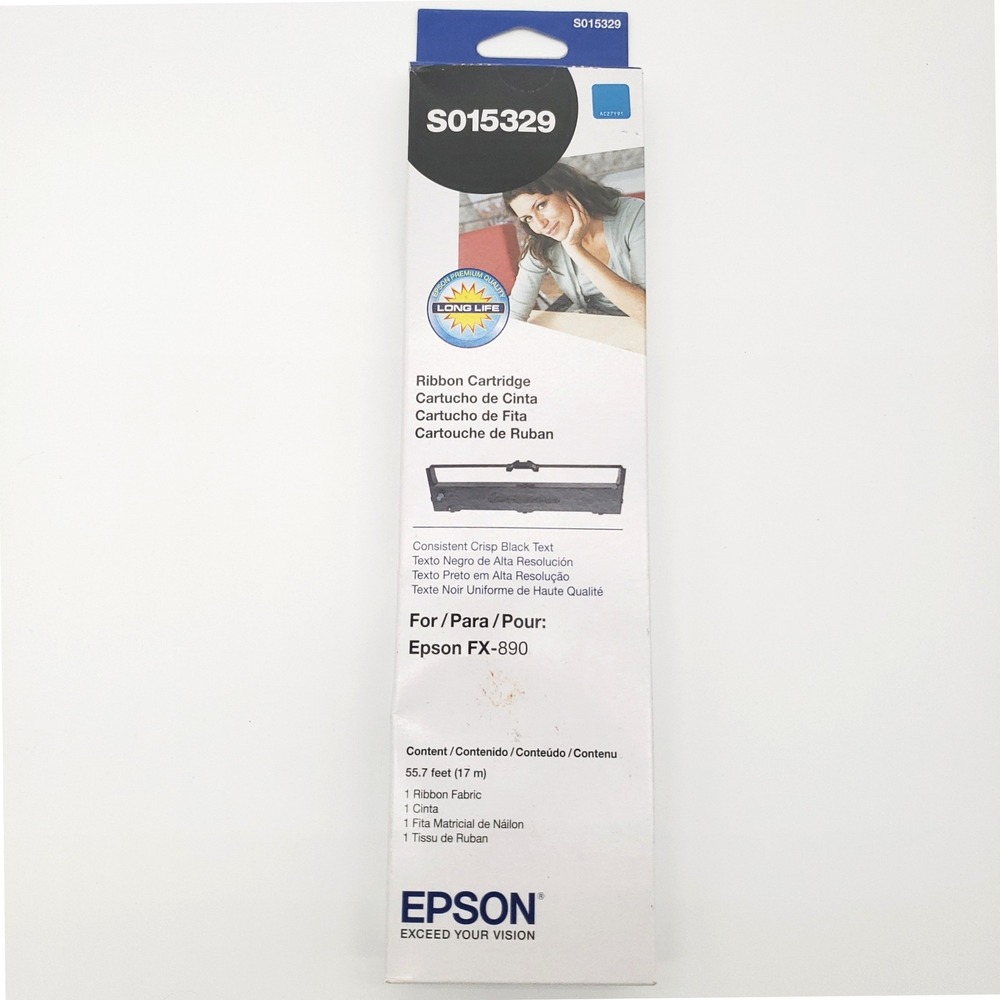 Epson FX-890 Black Ribbon Cartridge S015329 Dot Matrix Printer Office Supply NEW